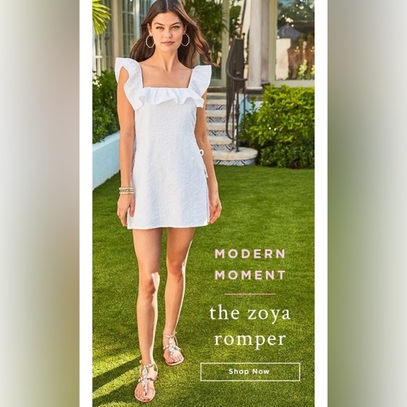 Lilly Pulitzer Zoya Romper White Pineapple Pucker Jacquard NWT Size 4 - Picture 5 of 13